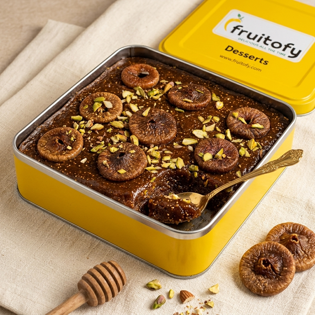 Fruitofy tin of Honey Fig with a scooped corner