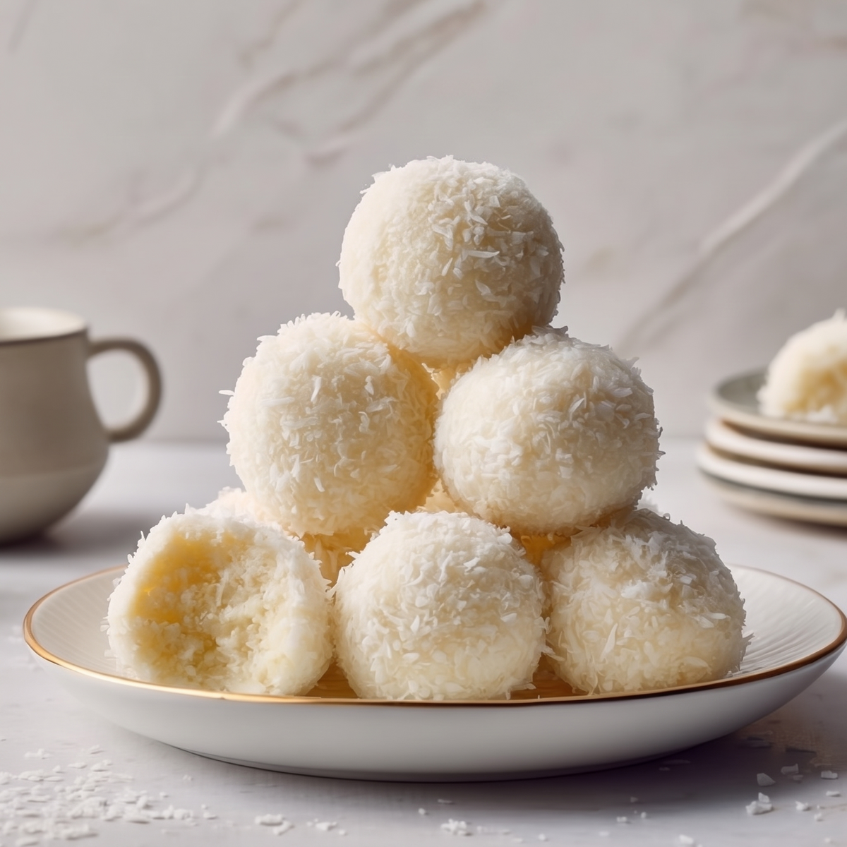 Coconut Cloud stacked on a plate